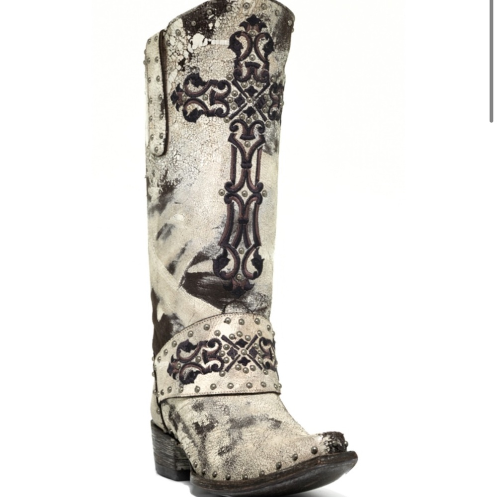Old Gringo Women's Krusts 13" Silver and Chocolate Studded Leather Boots - Picture 12 of 12